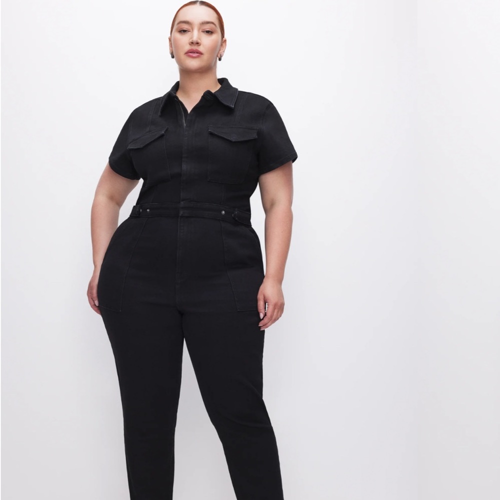 Good American Black Denim Jumpsuit